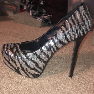 Steve Madden Zebra Sequin Heels